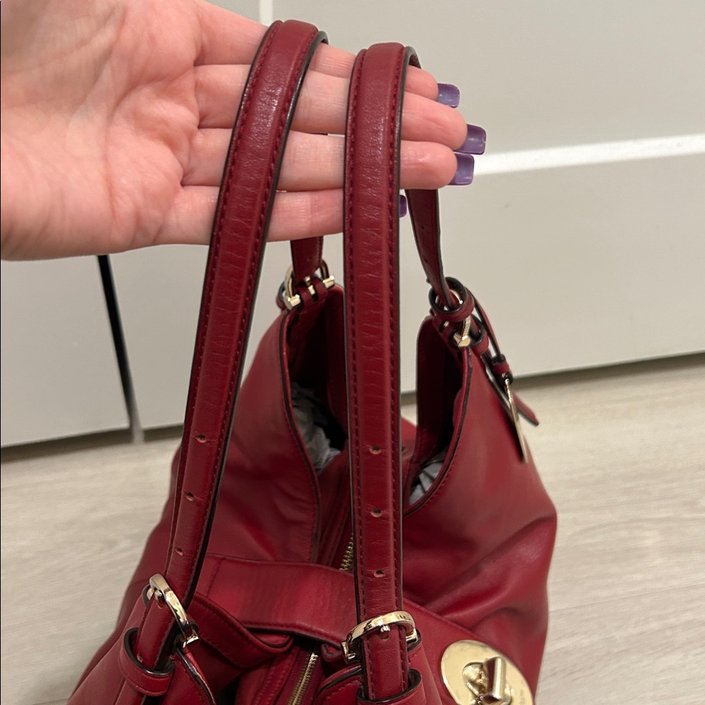 Coach Red Leather Shoulder Bag with Gold Hardware - Picture 10 of 16